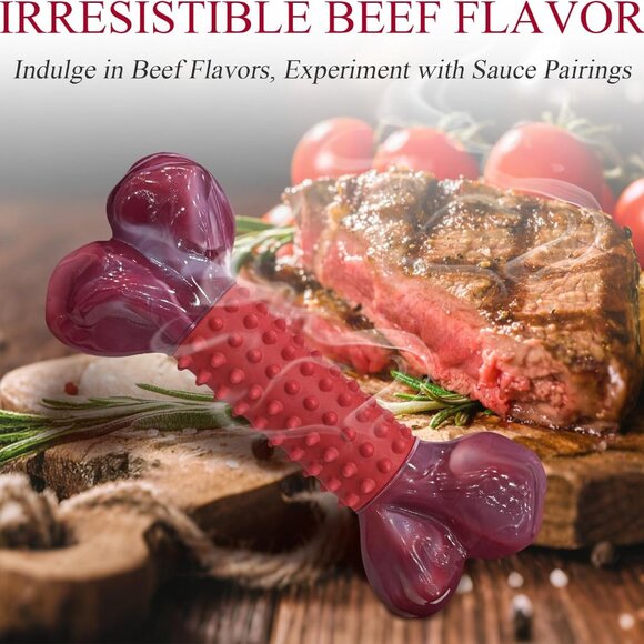 Tough Dog Toys for Aggressive Chewers Large Breed, Beef Flavor Dog Chew Bone, Ny - Picture 3 of 8